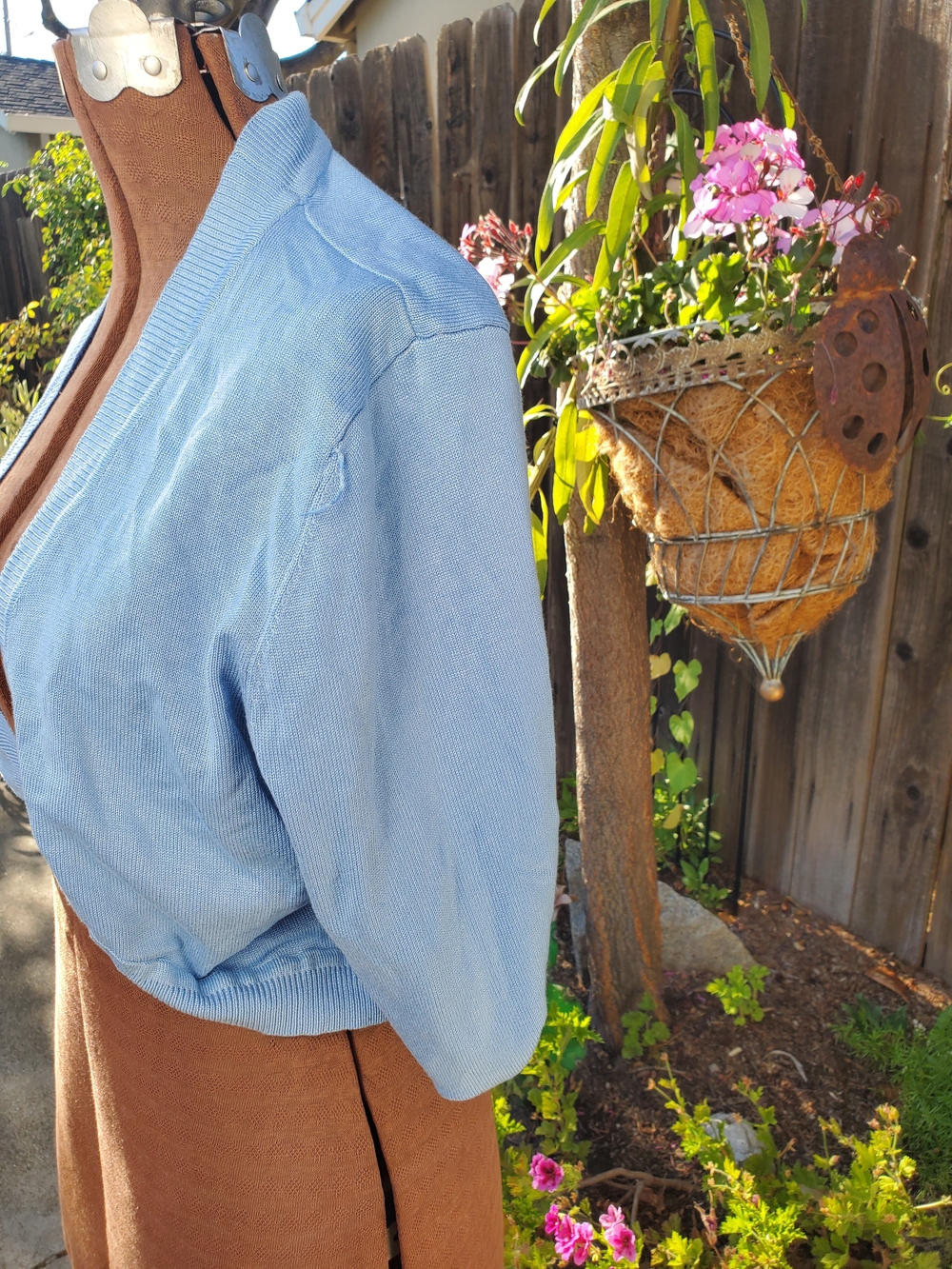Classic Light Blue Cropped Open-Front Cardigan - Picture 5 of 8